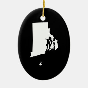 Rhode Island in White en Black Keramisch Ornament