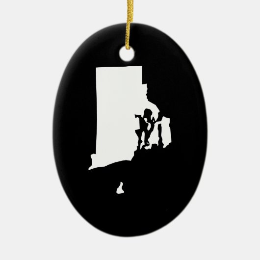 Rhode Island in wit en zwart Keramisch Ornament (Voorkant)