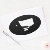 Rhode Island in wit en zwart Ovale Sticker (Envelop)