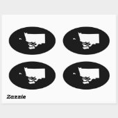 Rhode Island in wit en zwart Ovale Sticker (Vel)