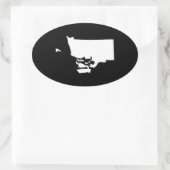 Rhode Island in wit en zwart Ovale Sticker (Tas)