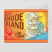 Rhode Island Kaart Ansichtkaart (Voorkant)