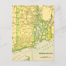 Rhode Island Kaart Ansichtkaart