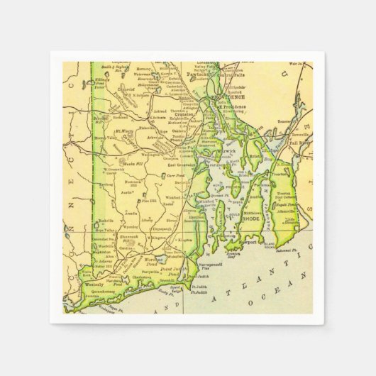 Rhode Island Kaart Ansichtkaart Servet (Voorkant)