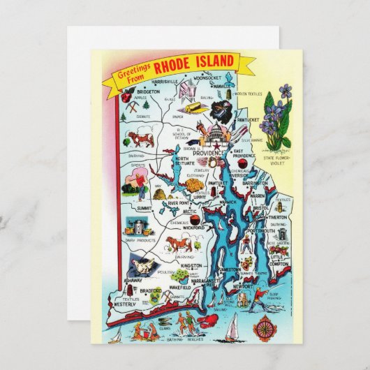 Rhode Island kaart bewegende aankondiging (Voorkant / Achterkant)