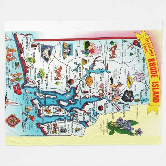 Rhode Island Kaart Gooi deken (Voorkant (Horizontaal))