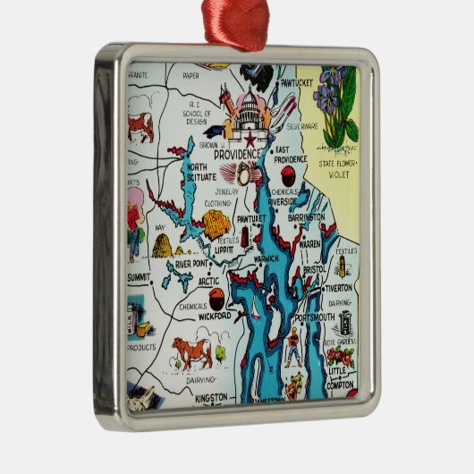 Rhode Island Kaart Ornament (Rechts)