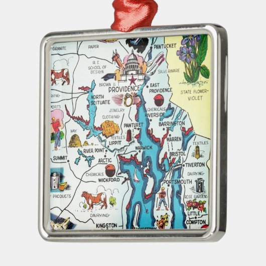 Rhode Island Kaart Ornament (Links)