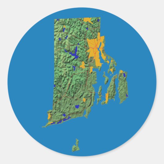 Rhode Island kaart Sticker (Voorkant)