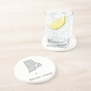 Rhode Island-kaart Zandsteen Onderzetter