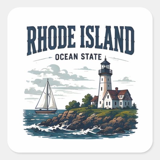 Rhode Island Kustvuurtoren Reis Vierkante Sticker (Voorkant)