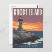 Rhode Island Lighthouse Sunset Briefkaart (Voorkant / Achterkant)
