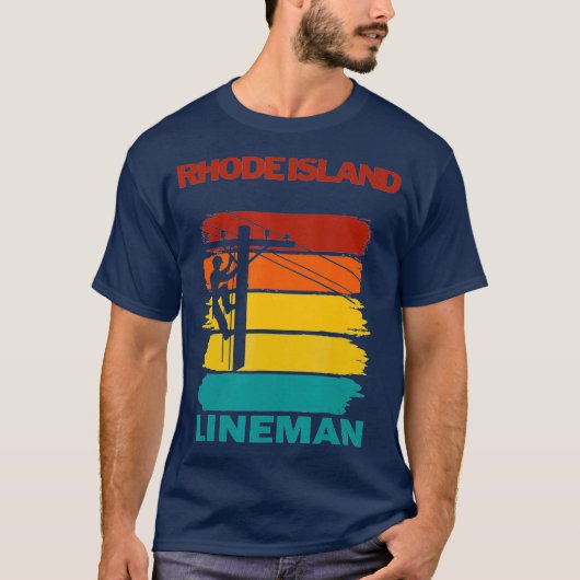 Rhode Island Lineman Sunset Electricien T-shirt (Voorkant)