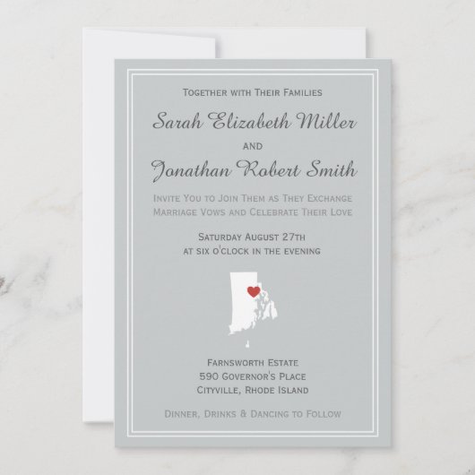 Rhode Island Love - Wedding Invite Kaart (Voorkant)