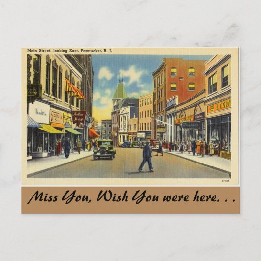 Rhode Island, Main Street, Pawtucket Briefkaart (Voorkant)