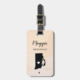 Rhode Island Map Bagagelabel, Wedding Party Bagagelabel