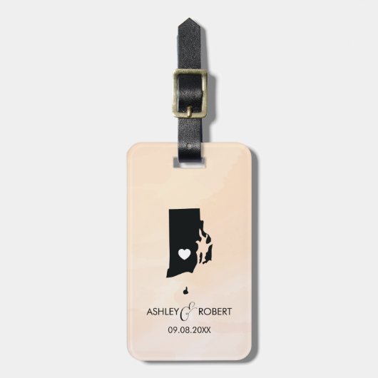 Rhode Island Map Wedding Bagagelabel, Custom Gift Bagagelabel (Voorkant verticaal)