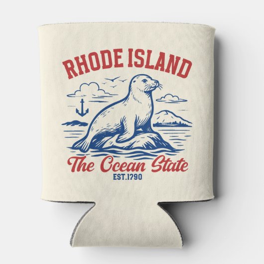 Rhode Island Nature Scene – Seal & Sea Design Blikjeskoeler (Achterkant)