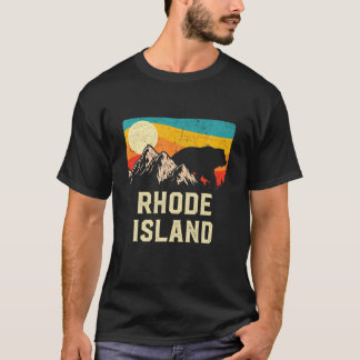 Rhode Island Natuur Wilde Beer Retro Sunset Hiking T-shirt