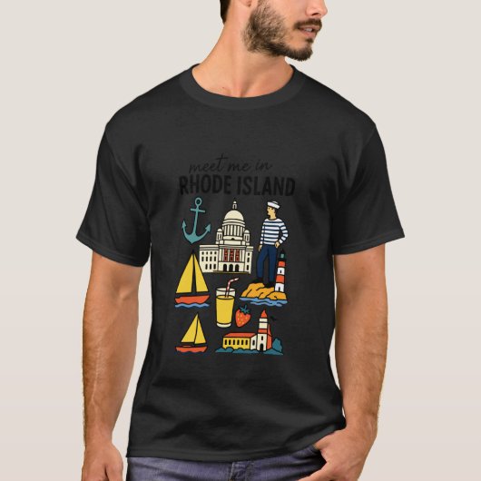 Rhode Island Nautisch Kustavontuur T-shirt (Voorkant)