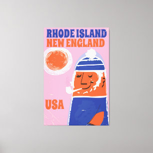 Rhode Island, New England visser vintage poster Canvas Afdruk