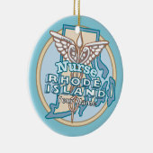 Rhode Island Nurse Caduceus  Keramisch Ornament (Rechts)