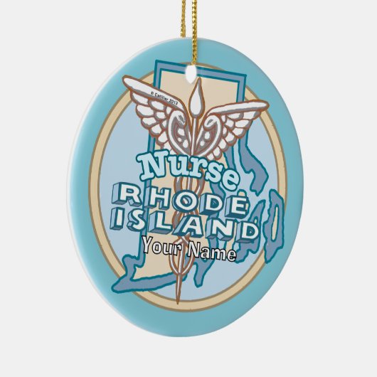 Rhode Island Nurse Caduceus  Keramisch Ornament (Rechts)