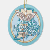 Rhode Island Nurse Caduceus  Keramisch Ornament (Links)