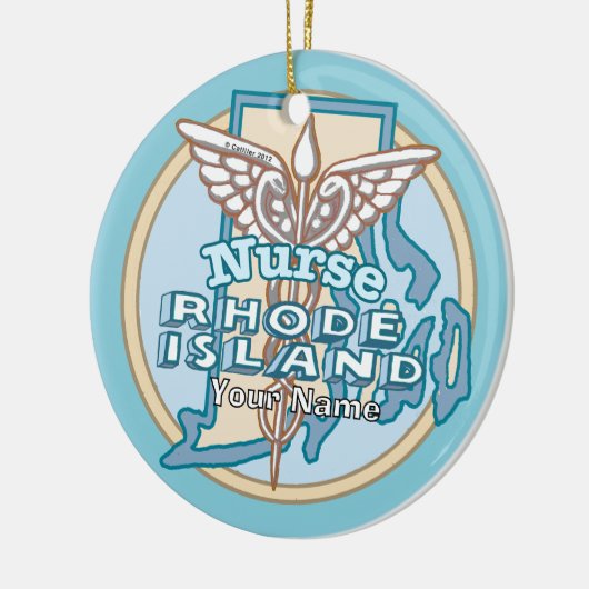 Rhode Island Nurse Caduceus Keramisch Ornament (Links)