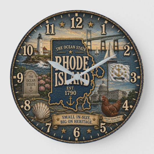 Rhode Island Ocean State Coastal Nautical Grote Klok (Voorkant)