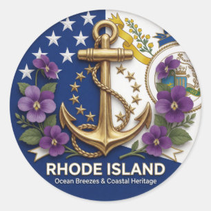 Rhode Island Ocean State Erfgoed ⚓ Ronde Sticker