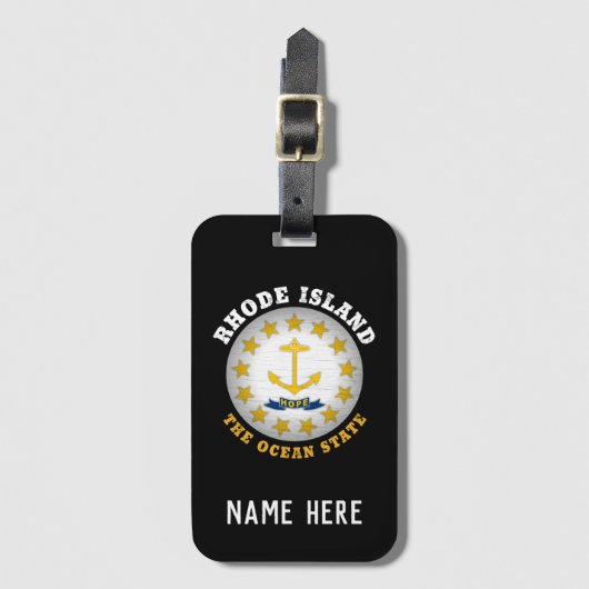 RHODE ISLAND OCEAN STATE FLAG BAGAGELABEL (Voorkant (verticaal))