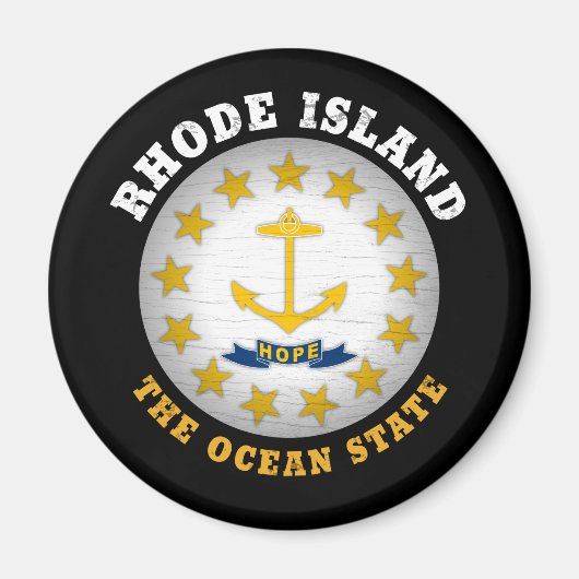 RHODE ISLAND OCEAN STATE FLAG MAGNEET (Voorkant)