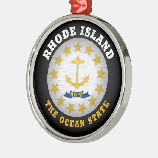 RHODE ISLAND OCEAN STATE FLAG METALEN ORNAMENT (Links)