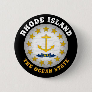 RHODE ISLAND OCEAN STATE FLAG RONDE BUTTON 5,7 CM