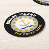 RHODE ISLAND OCEAN STATE FLAG RONDE KARTONNEN ONDERZETTER (Gebogen)