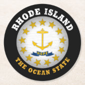 RHODE ISLAND OCEAN STATE FLAG RONDE KARTONNEN ONDERZETTER (Voorkant)