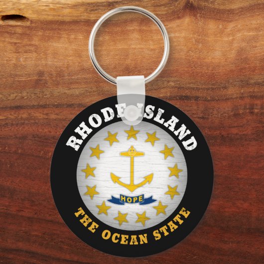 RHODE ISLAND OCEAN STATE FLAG SLEUTELHANGER (Voorkant)