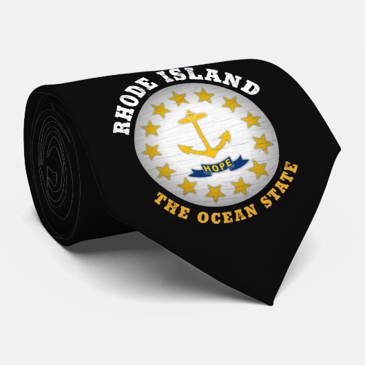 RHODE ISLAND OCEAN STATE FLAG STROPDAS (Opgerold)