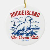 Rhode Island Ocean State Seal Design Keramisch Ornament (Voorkant)