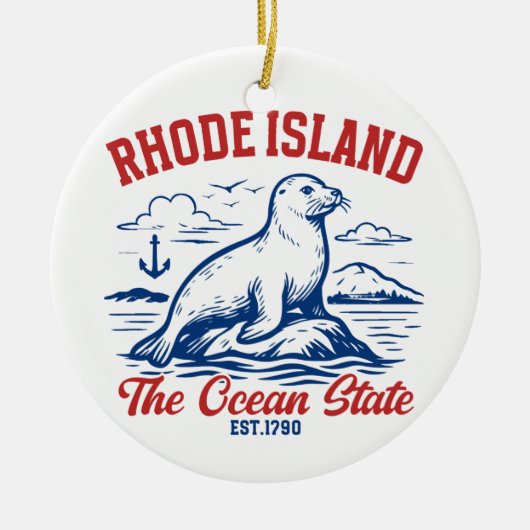 Rhode Island Ocean State Seal Design Keramisch Ornament (Voorkant)