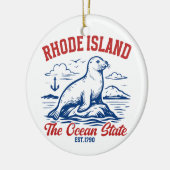 Rhode Island Ocean State Seal Design Keramisch Ornament (Links)
