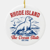 Rhode Island Ocean State Seal Design Keramisch Ornament (Achterkant)