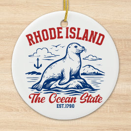Rhode Island Ocean State Seal Design Keramisch Ornament