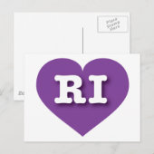 Rhode Island Paars Heart - Ik hou van RI Briefkaart (Voorkant / Achterkant)