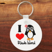 Rhode Island Penguin - I Love Rhode Island Sleutelhanger (Voorkant)