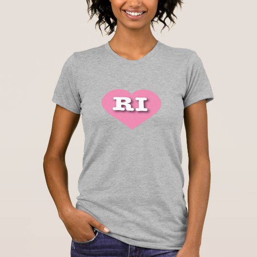 Rhode Island Pink Heart - Ik hou van RI T-shirt (Voorkant)