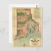 Rhode Island & Providence Plantations Map (1880) Briefkaart (Voorkant / Achterkant)