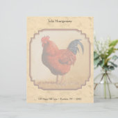 Rhode Island Red Chicken Beige Briefhoofd Sjabloon (Staand voorkant)