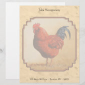 Rhode Island Red Chicken Beige Briefhoofd Sjabloon (Voorkant / Achterkant)